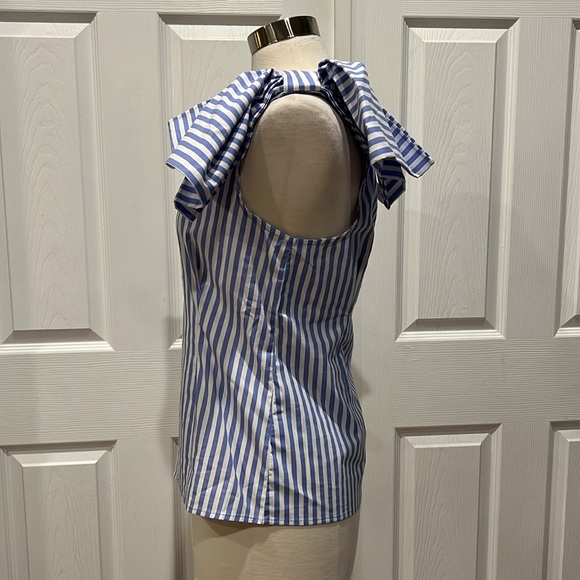 NWT NY & Company Striped One Shoulder Bow Top - Picture 4 of 13